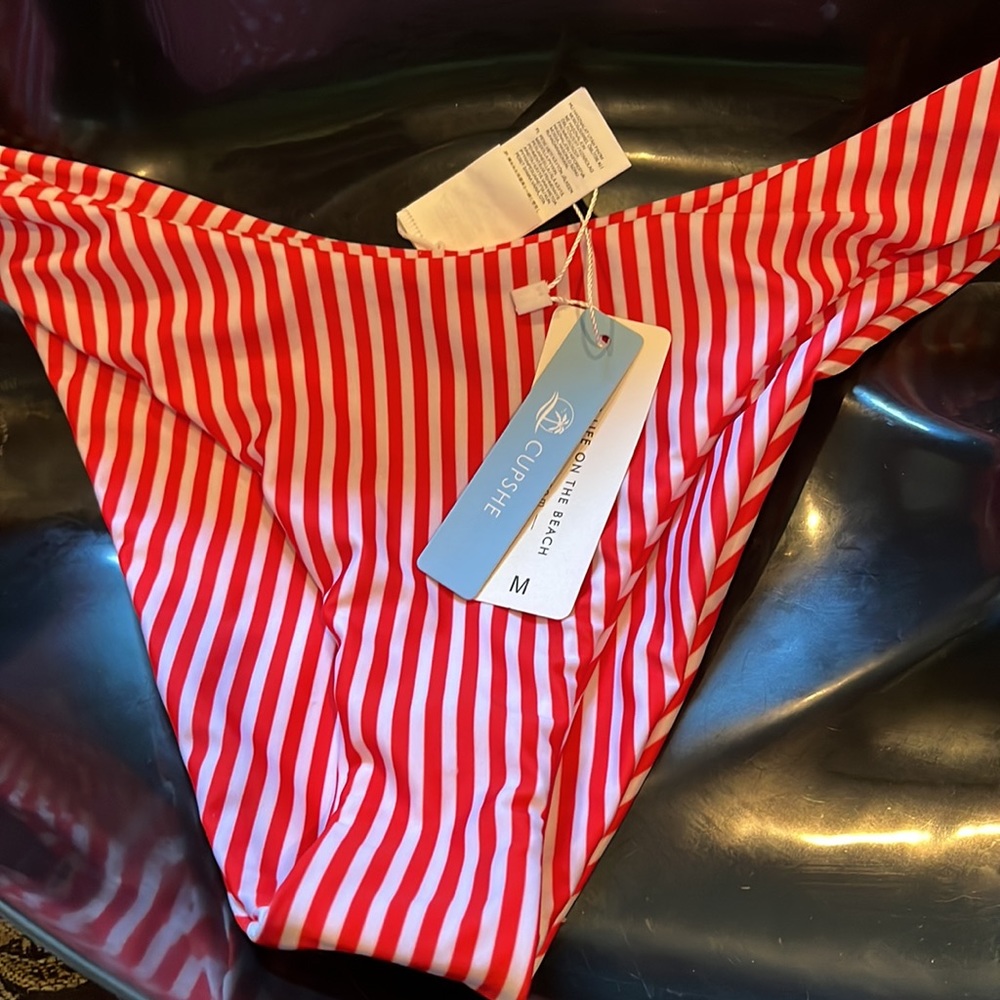 NWT Red & White Striped Bikini Bottoms